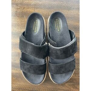 Cole Haan Grandseries Cloudfeel Black Suede Platform Sandals W23434 Mens 9 B